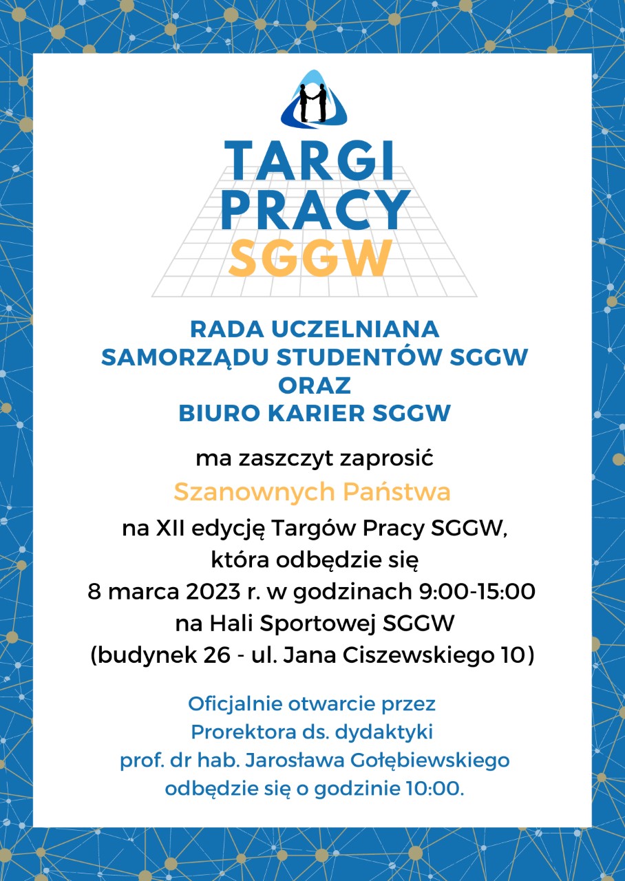 Zaproszenie na targio pracy SGGW 8 marca 2023 r.