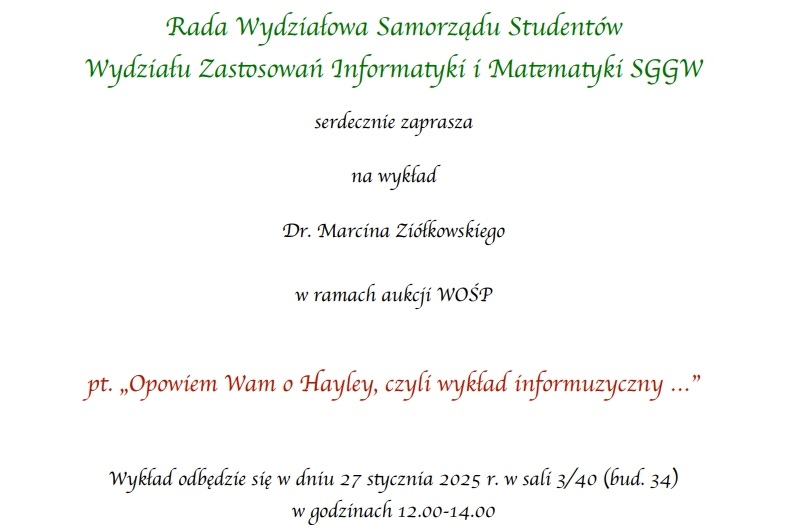 Wykład dr. Marcina Ziółkowskiego